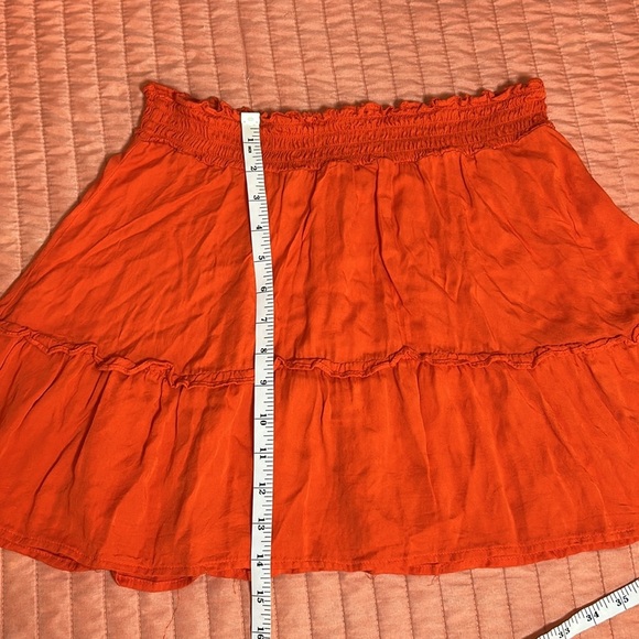 by Anthropologie Orange Smocked Mini Skirt size Small - Picture 11 of 11